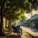 Cu Chi street corner with nostalgic mystery theme.
