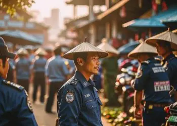 Vệ sĩ Đồng Tháp quan sát thị trường, bảo vệ an ninh.